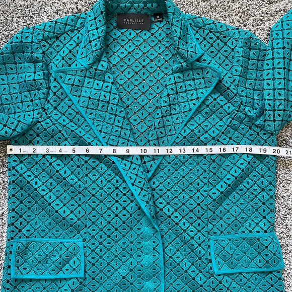 Carlisle Collection Diamond Print Turquoise Jacket, Women's Size 10 - Picture 10 of 11